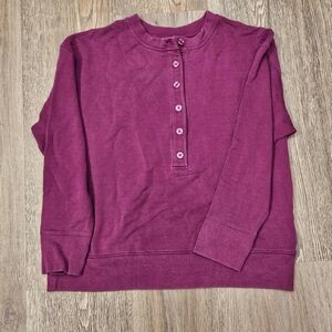 Athleta Balance Henley Sweatshirt Women's Size Medium Exotic Fuchsia